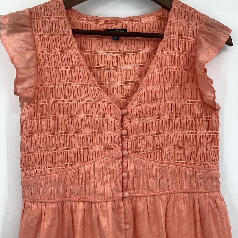 Sleeveless Smocked Coral Maxi Dress for Girls - Picture 4 of 11